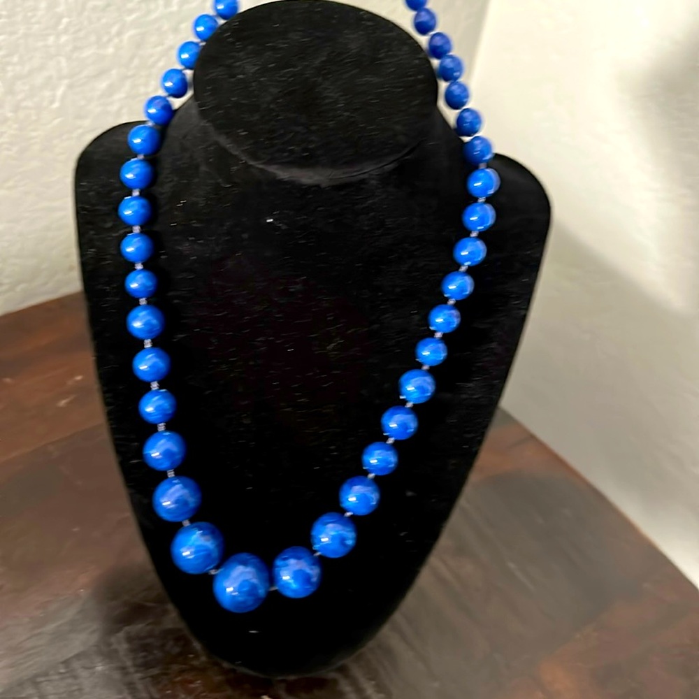 Vintage Blue Bead Necklace